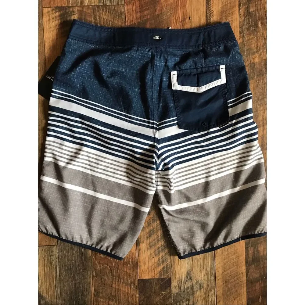 O’Neill men’s swim trunks shorts blue white ties unlined size 29 New with tags